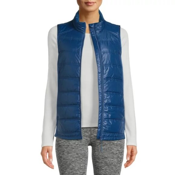 NWT Avia Quilted Zip-Front Vest Size S, M Soft Stretchy Lightweight Pockets Blue - Picture 1 of 5